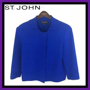 St. John Blue Button Up Wool Cardigan